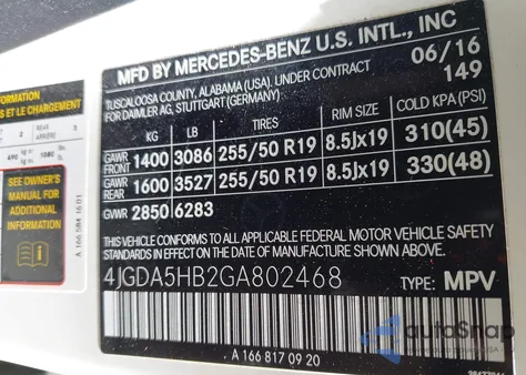 2016 Mercedes-Benz Gle 350 4Matic z USA, uszkodzony, nr VIN 4JGDA5HB2GA802468